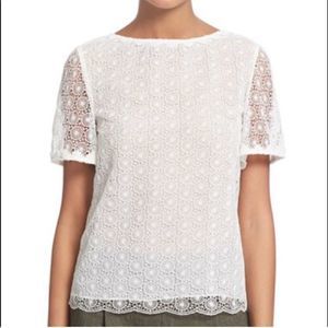 Diane von Furstenberg Brylee Scalloped White Lace Top, Size: S